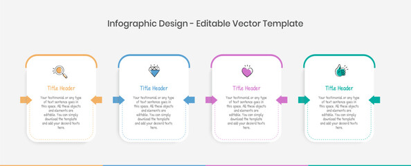 Four step Infographics Design Template, Chart diagram, Graph, Pie chart, workflow layout, squire diagram, report, Editable presentation design elements, Process diagram in white background
