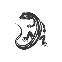 Stylized Silhouette of a Lizard with a Curved Tail