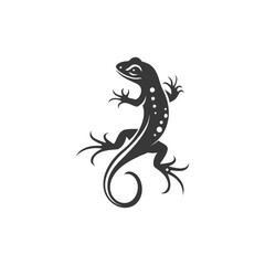 Stylized Silhouette of a Lizard with a Curled Tail