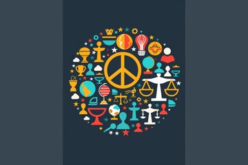 Peace and justice icons - symbolic illustration of global unity and fairness