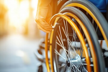 Close-up of the Wheel of a Wheelchair