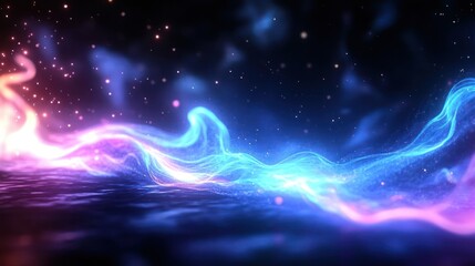 Fototapeta premium Abstract glowing waves of light in a dark background, suggesting motion and energy.