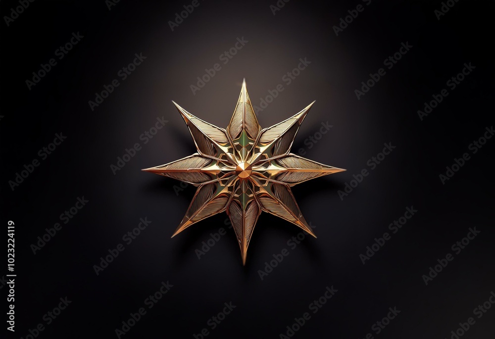 Poster a golden eight-pointed star with intricate detail is set against a dark background.