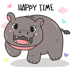 Pygmy hippo baby hippopotamus zoo cartoon playful emotion happy character