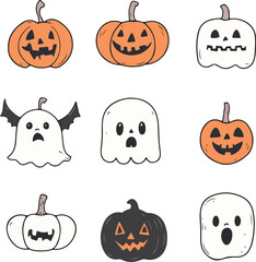 Halloween Pumpkin and Ghost Characters