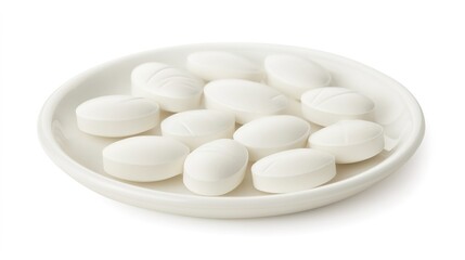 Blister Pack of Pills in a Saucer on White Background