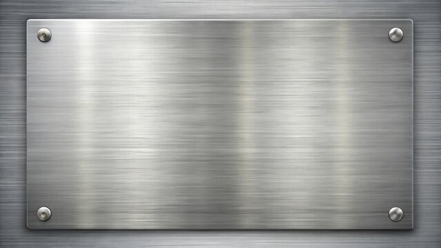 A brushed metal plaque with four round fasteners, perfect for displaying awards, names, or recognition.