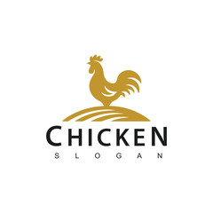 Obraz premium Chicken logo chicken symbol vector icon illustration, Farm, restaurant and poultry icon