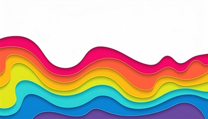 Rainbow abstract paper cut slime background. Banner with slime abstract background with paper cut waves.rainbow background, abstract design, paper cut, slime texture, colorful waves, paper cut waves, 