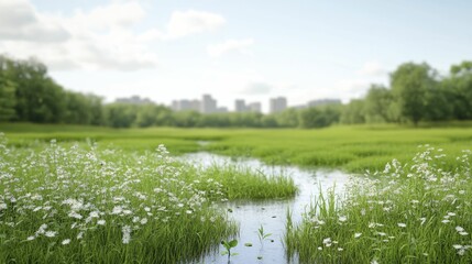 Obraz premium Lively urban ecosystems reimagining city environments into flourishing sanctuaries for wildlife, 3D rendering.