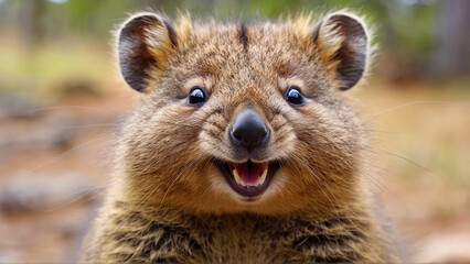 Obraz premium Portrait of a cute rodent quokka, a marsupial that is native to Australia