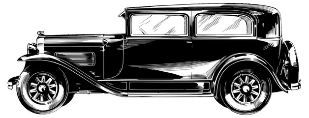 Vintage car side view silhouette icon