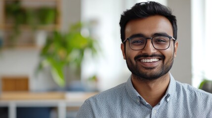 Obraz premium Smiling Businessman Posing for Portrait