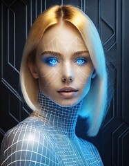 Beautiful woman in cyber environment