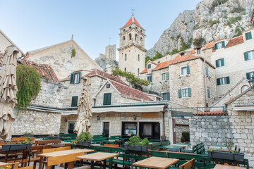 famous old town and port Omis in the Dalmatia region of Croatia, Split-Dalmatia County.