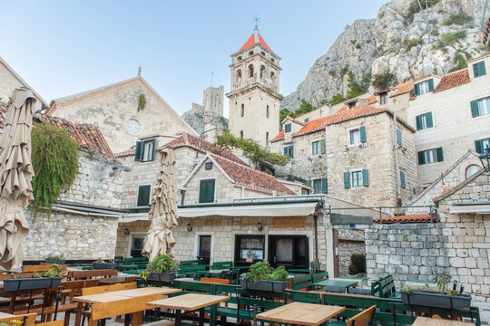 famous old town and port Omis in the Dalmatia region of Croatia, Split-Dalmatia County.