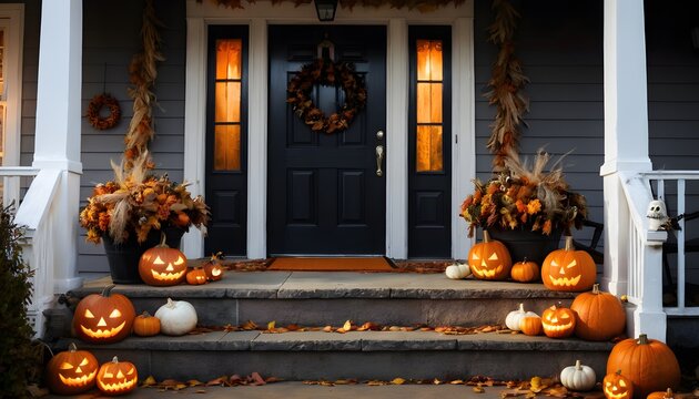 Casa con decoraci&oacute;n para Halloween