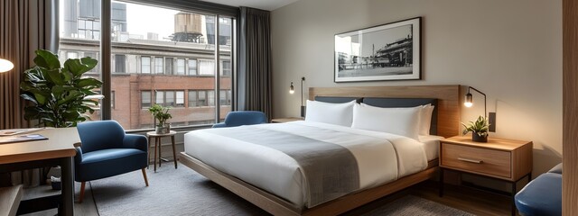 Designing the interior of a hotel room in a modern style