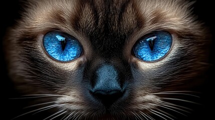 closeup of a siamese cat with piercing blue eyes and a soft creamy coat capturing the essence of feline beauty and personality in a striking portrait full of life and detail