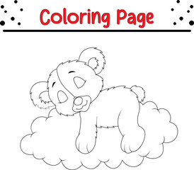 Cute Bear coloring page. Valentines animal coloring book page.