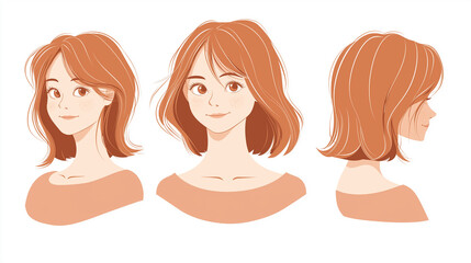 様々な女性の上半身イラスト