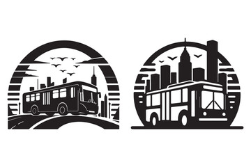 Naklejka premium Public bus silhouette vector