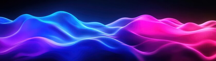 Fototapeta premium Abstract neon blue and pink glowing waves background
