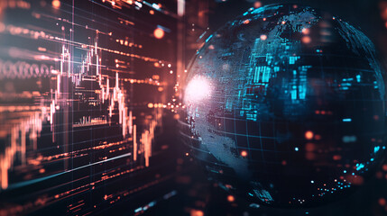 Obraz premium Global Network Data Connection Abstract Background