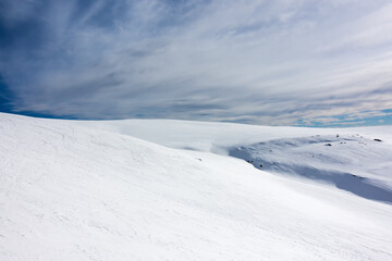 Breathtaking scenery on the snowy slopes of Kaimaktsalan ski center, Edessa, Greece