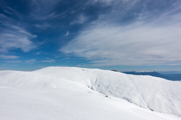 Breathtaking scenery on the snowy slopes of Kaimaktsalan ski center, Edessa, Greece