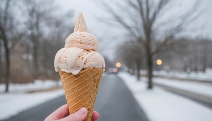 ice cream cone in a hand