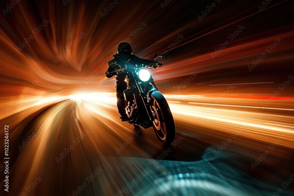 Wall mural Motorcycle on road vehicle helmet speed.