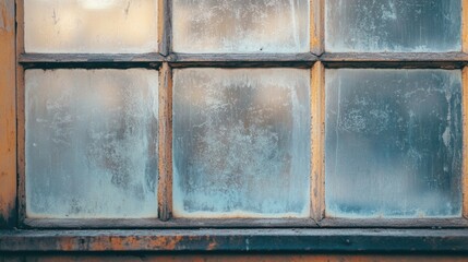 Vintage Window with Dirty Glass and Peeling Paint