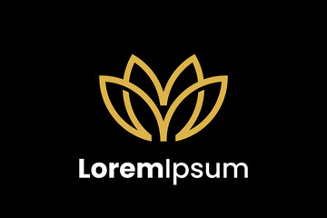 Obraz premium letter M with lotus leaf luxury Logo design vector 