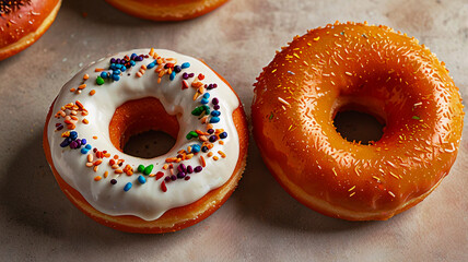 Delicious Donuts On Isolated Background Modern Food Photography Colours Copy Space For Text logo Or Graphics 300 PPI High Resolution Image