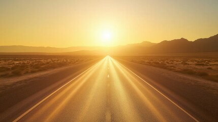 Endless Road Leading to the Horizon at Sunset