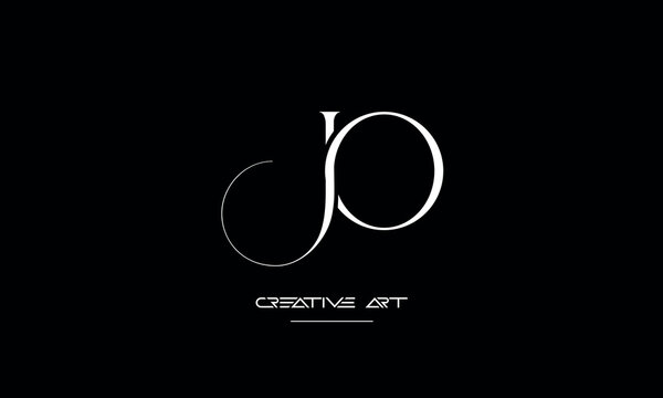 JO, OJ, J, O abstract letters logo monogram
