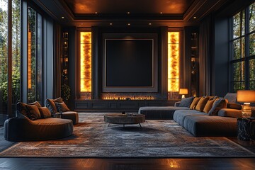 Modern Living Room with Large Frame and Cozy Seating