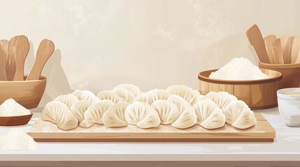 Dumplings on the table, eating dumplings during the winter solstice