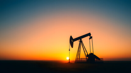 Landscape with Oil Rigs on Green Fields &ndash; Contrast of Industry and Nature