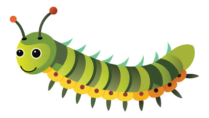 Caterpillar insect isolated flat vector illustration on white background.