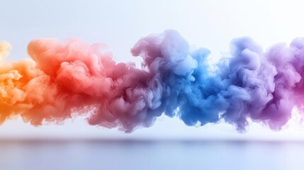 Fototapeta premium colorful smoke explosion bursting against a clean white background creating an artistic and dynamic visual ideal for creative projects