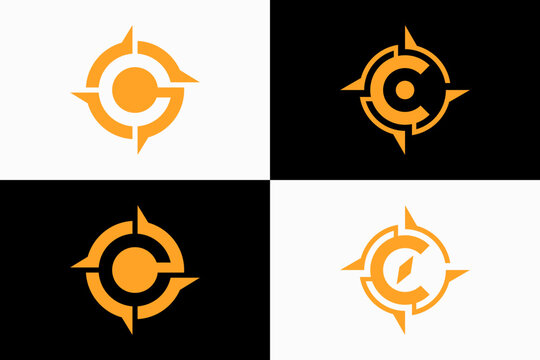 collection of compass with letter C Logo design vector 