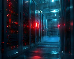 Secure Server Room with Attempted Breach Indicator Fraud Detection Concept