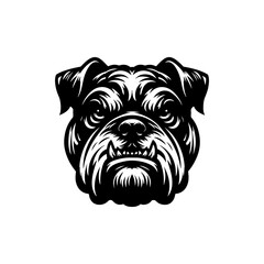 Bulldog standing silhouette vector illustration line art