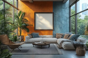 Modern Living Room with Frame for Artwork Display