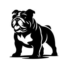 Bulldog standing silhouette vector illustration line art