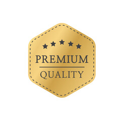 Premium quality badge or label. Gold vector medal isolated on white background. Vector illustration