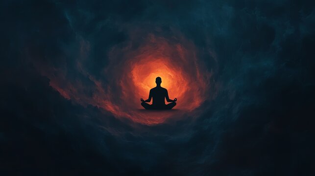 A serene scene of meditation in a cosmic setting, emphasizing inner peace and spiritual connection within the universe.