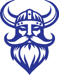 Head of bearded viking warrior with horned helmet. Logo man with a beard. Vector illustration.